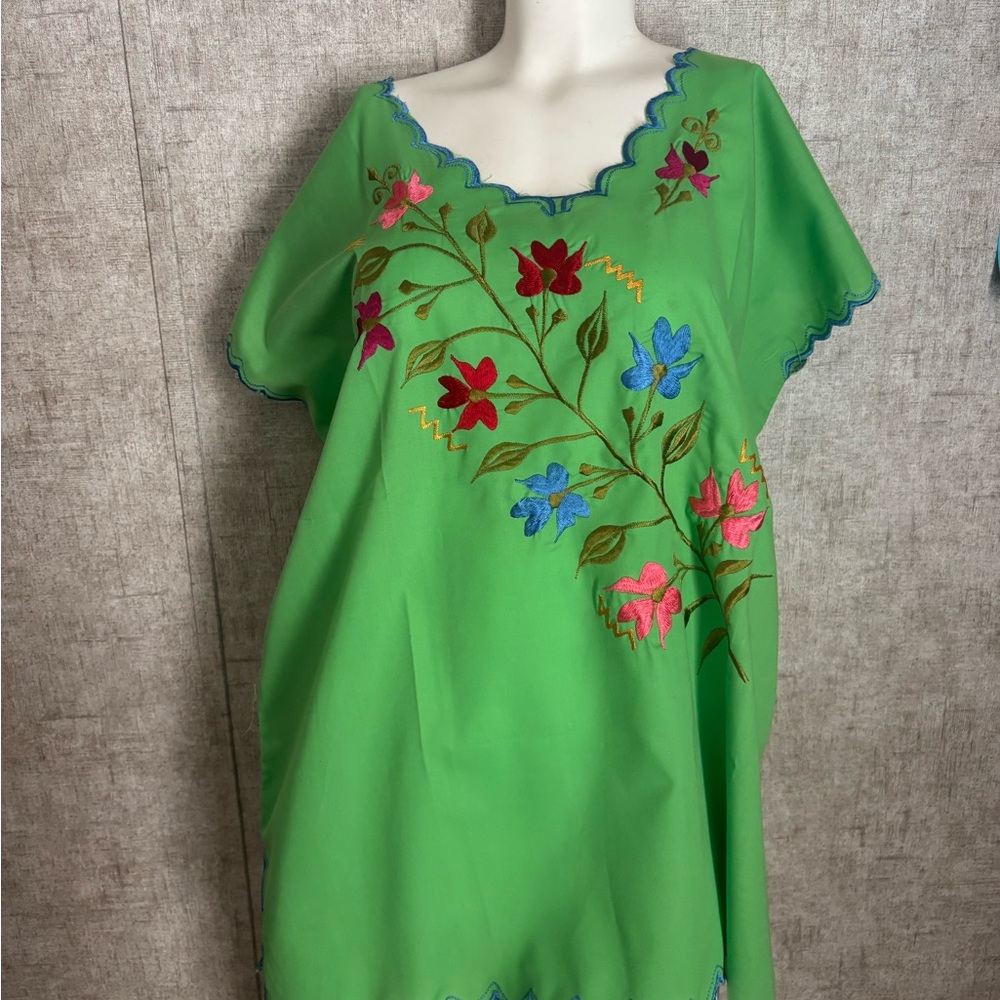 Floral Embroidered Green Women's Top